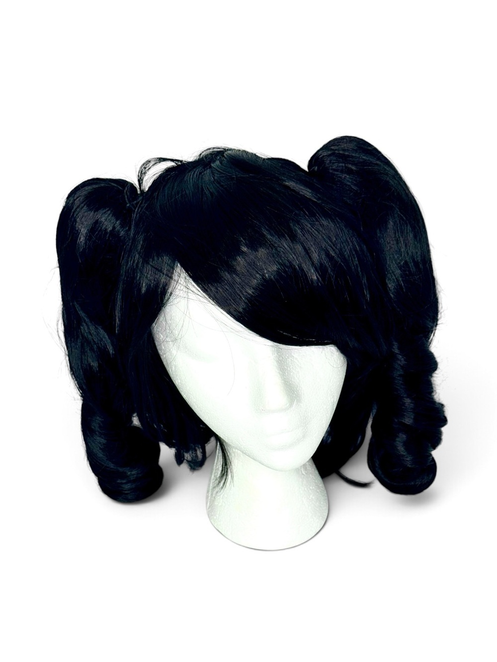 Women’s 17.7” thick & Soft Black Curly Wig With Pigtails